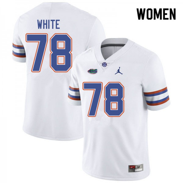 Jordan Brand Women #78 Ethan White Florida Gators College Football Jersey White